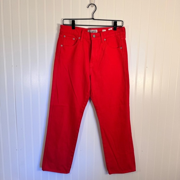 Lucky Brand High Waist Straight Crop Red 100% Cotton Denim Jeans Size 6/28 - Picture 3 of 14